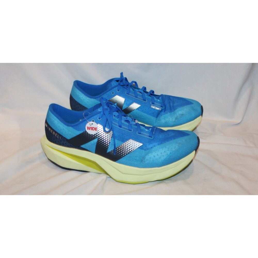 NEW BALANCE MEN'S FUEL CELL REBEL V4 BLUE YELLOW SNEAKERS NWOB 15 EE WIDE